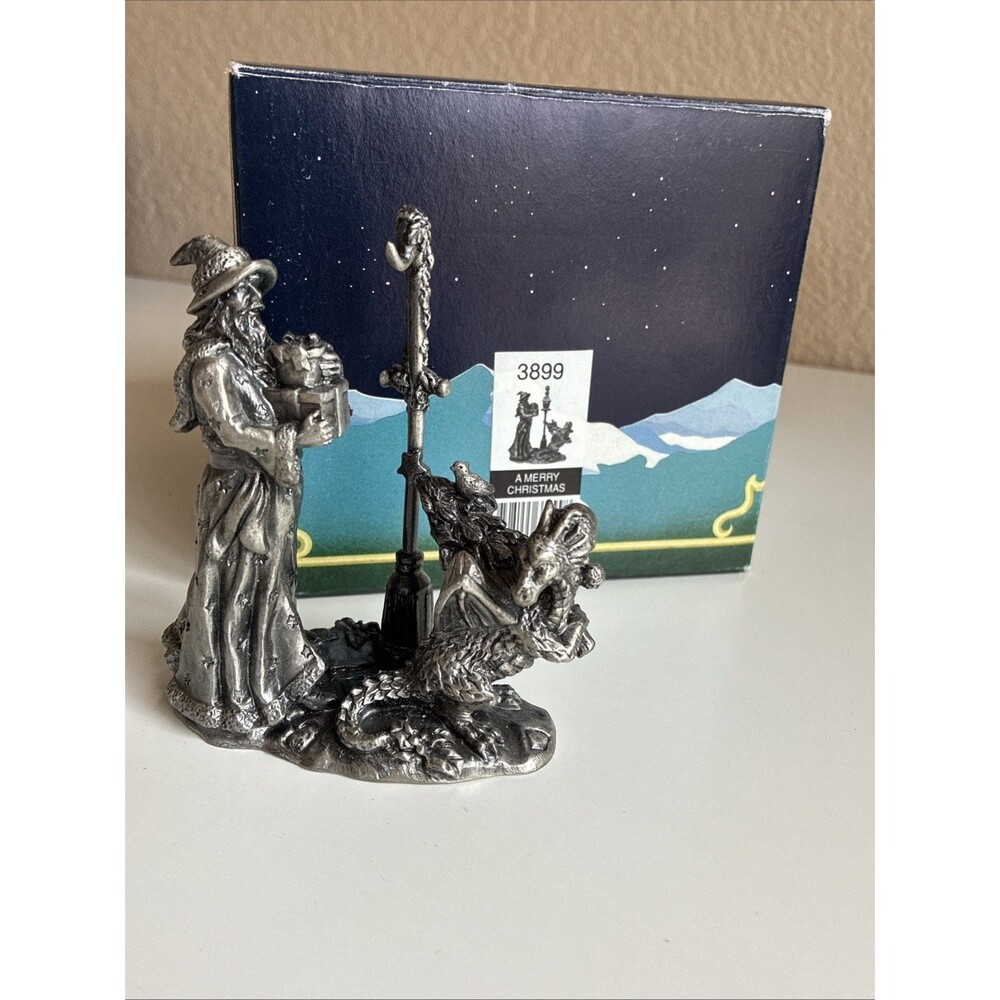 Myth & Magic 3899 Tudor Mint Wizard and Dragon Pewter Christmas 2003 (tm 2001)